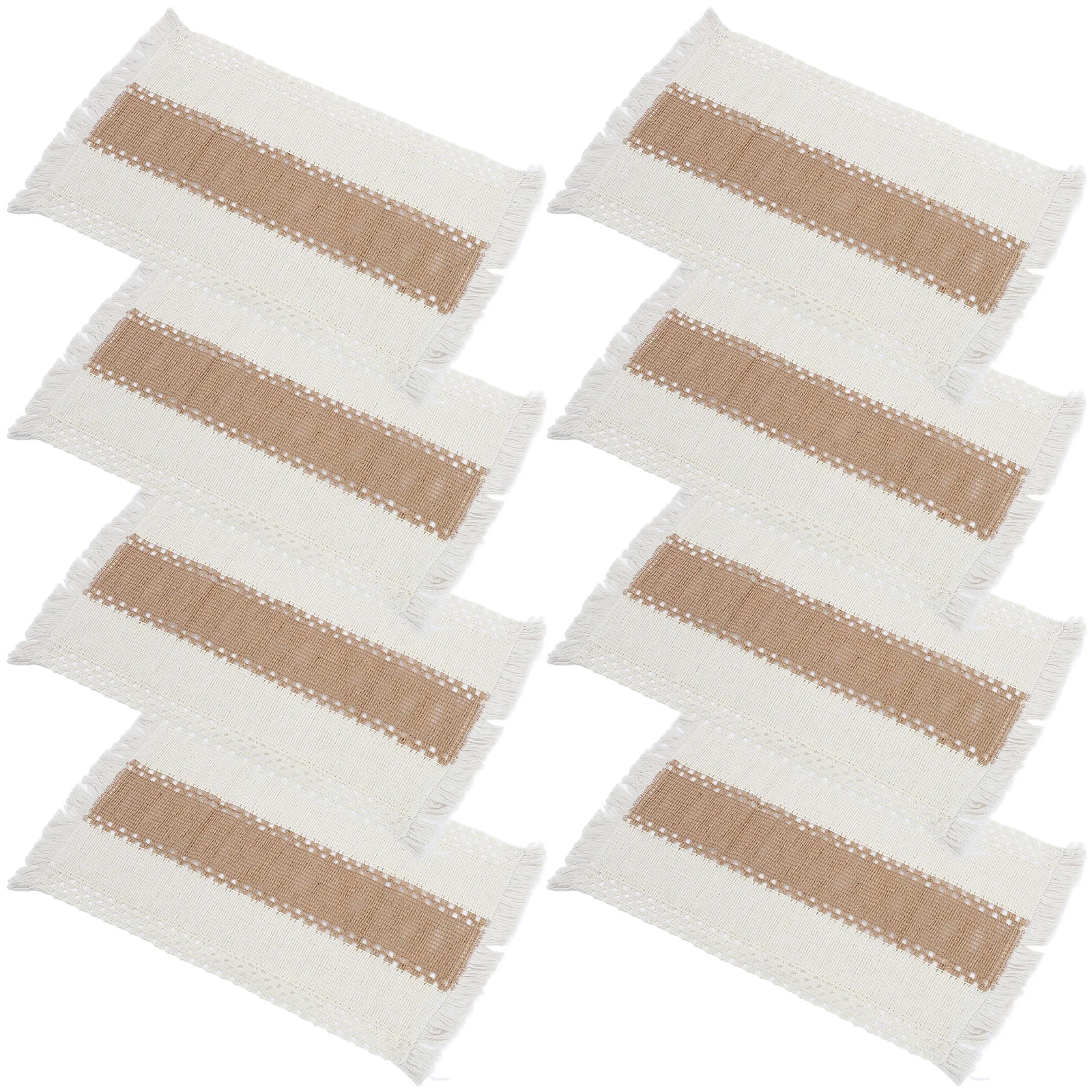 

8Pcs Cotton Linen Woven Placemats Tassel Decorative Heat Resistant Anti Scald Table Mats Dining Table Home Party