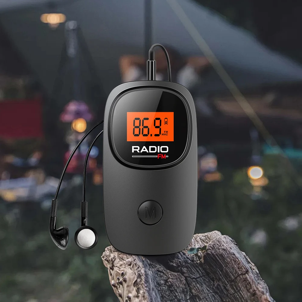 Portable Radio Digital Tuning FM Radio with Earphone Battery Operated Radio with Clip for Home Outdoor