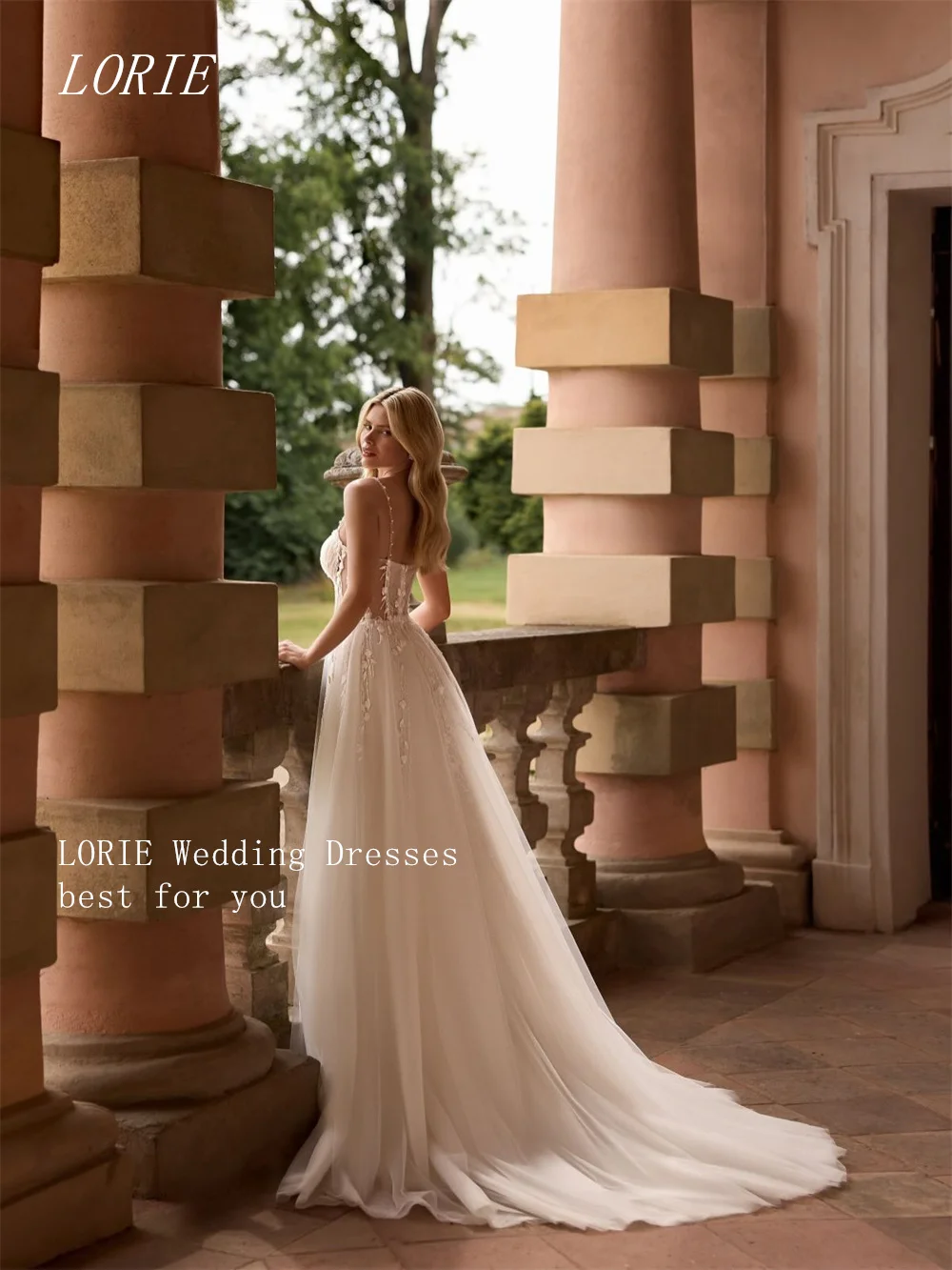 LORIE فستان زفاف فاخر من الدانتيل على شكل حرف A فساتين زفاف على شكل قلب مزين بثوب زفاف رشيق مخصص 2026 #5
