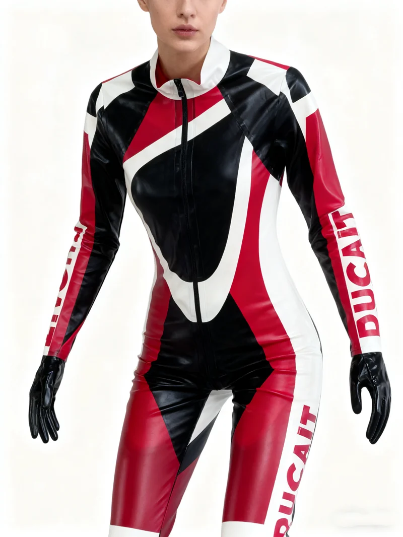 Latex Rubber Racing Suit Cat Suit for Halloween Costume Party Club - Skin-Tight Fitting Racing Uniform in Sexy Catsuit Design