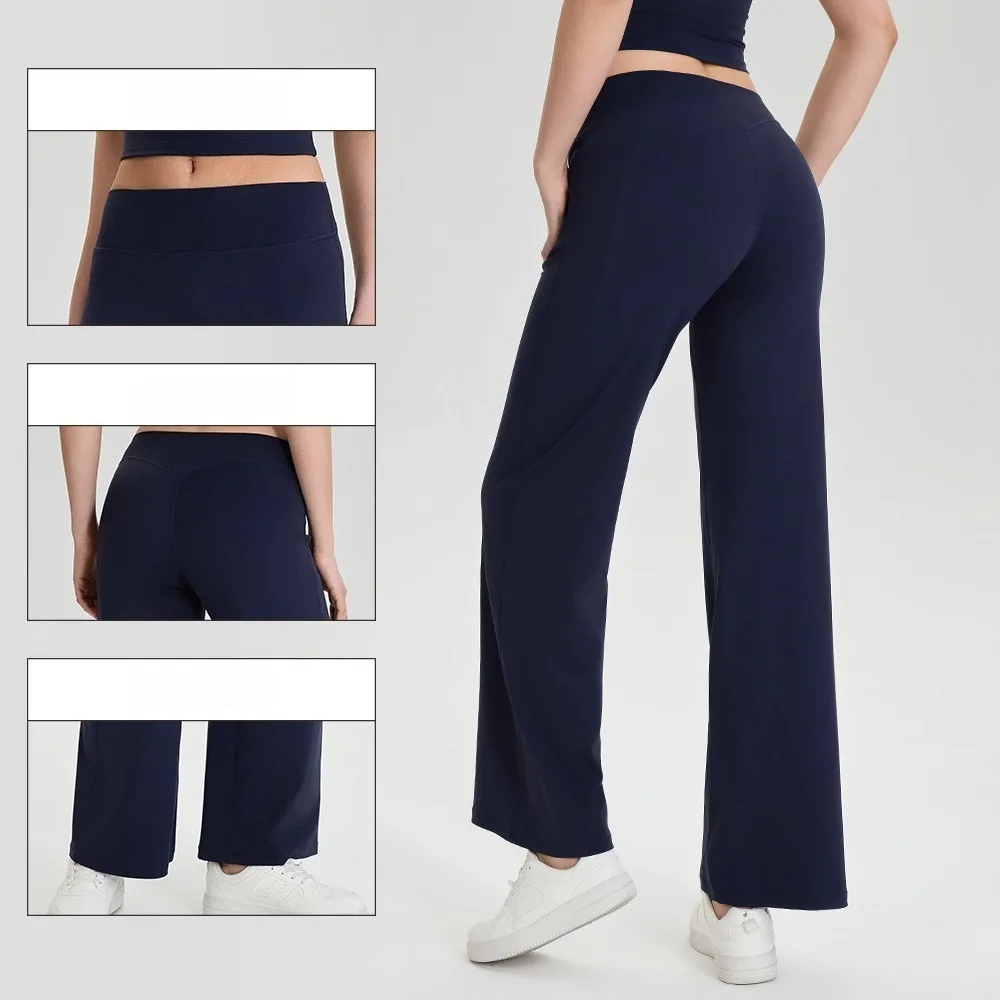 

Women Nude Touch Straight Leg Yoga Pants, Loose Wide Leg Trousers, Breathable Casual Outdoor Fitness Sports Pants