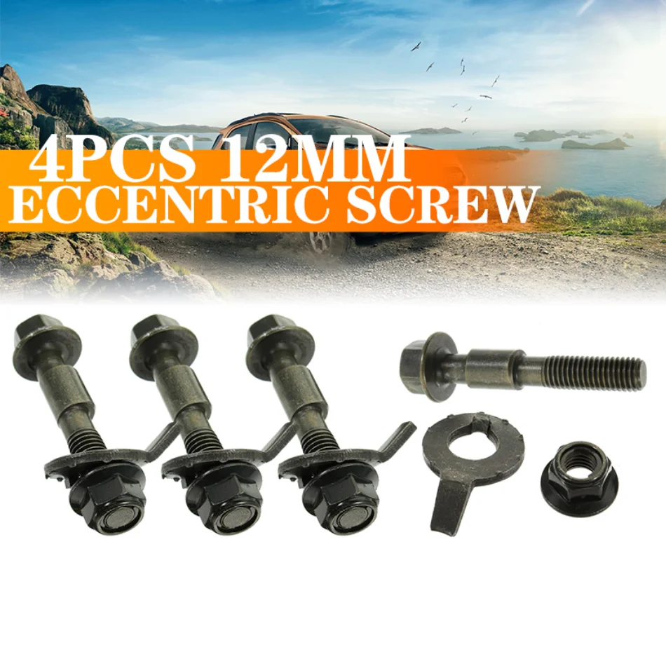 4Pcs 12mm 10.9 Level Screw Camber Bolt Car Wheel Alignment Arc Screw Eccentric Screw Adjustment Repair Tools