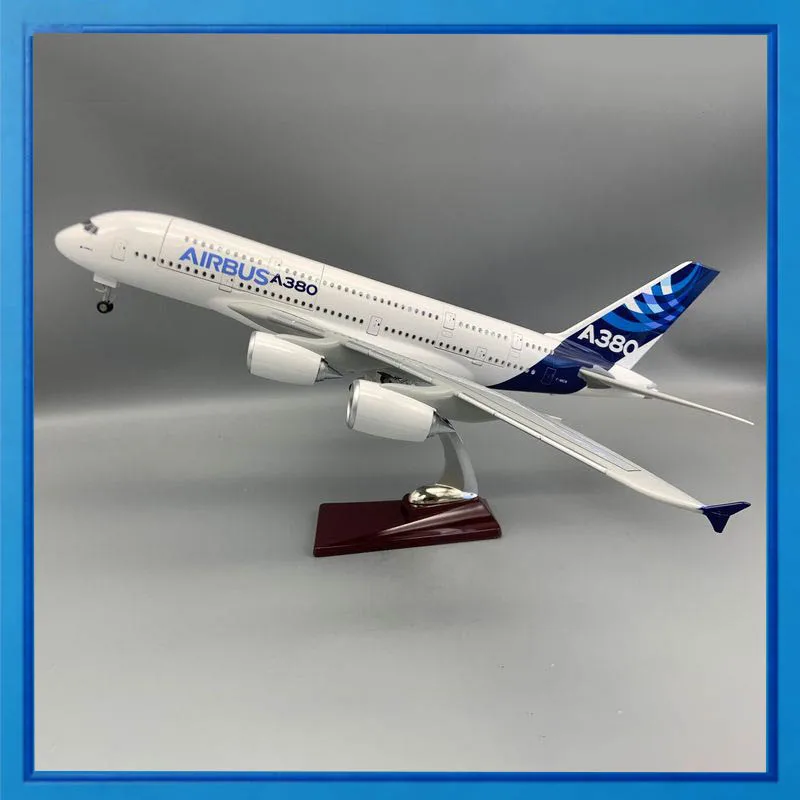 

Airbus A380 Prototype Airplane Model Double Open Doors 46Cm With Led Lights Wheels Simulation Static Aircraft Desktop Ornament