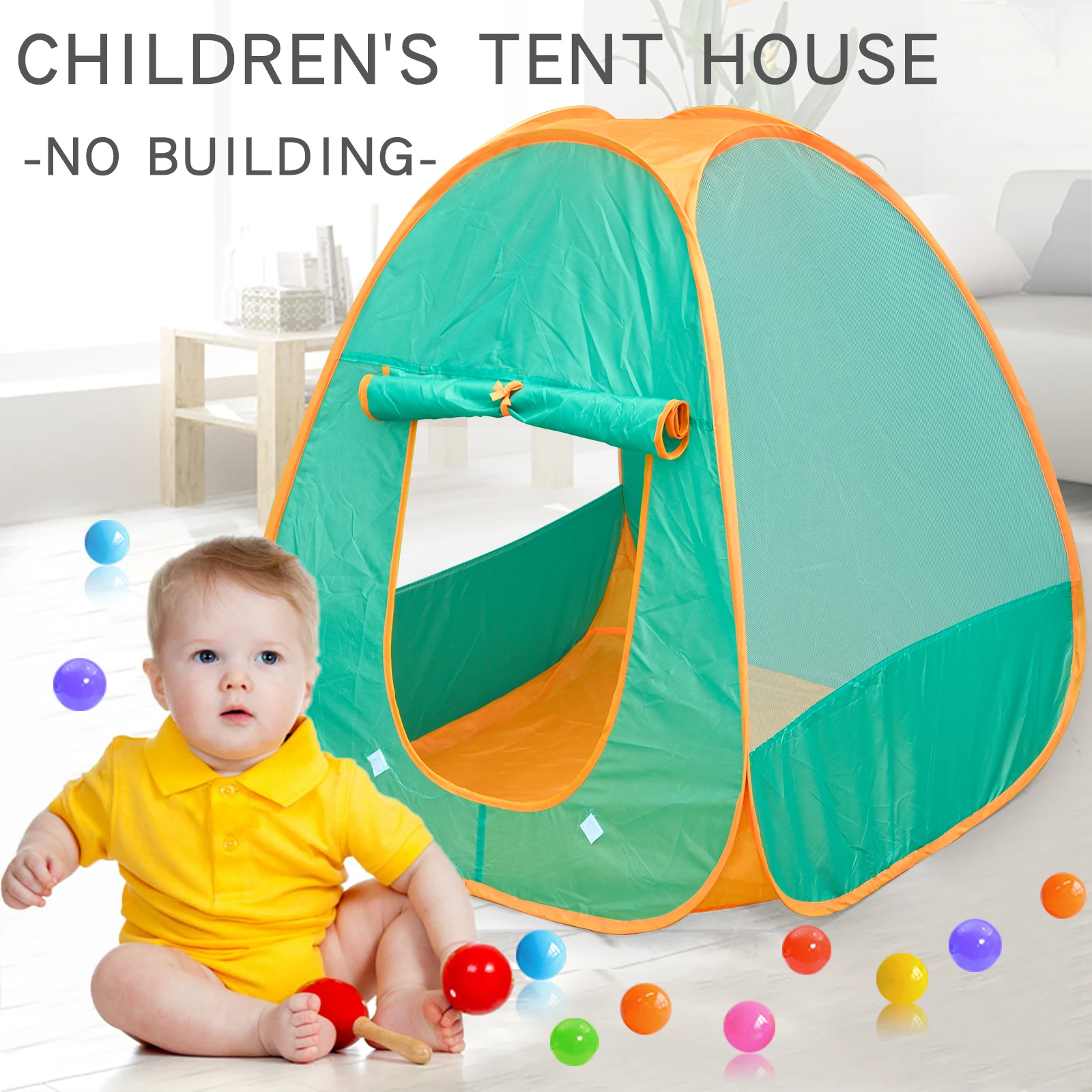 Tent House Green Foldable Portable Children's Game House Toy