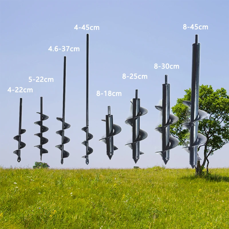 Steel Metal Drill Bit Set, Ferramentas de jardinagem, Jarda Espiral Rod, Solto Solo Cavando Poço, Plantar Flores e Árvores, Semear