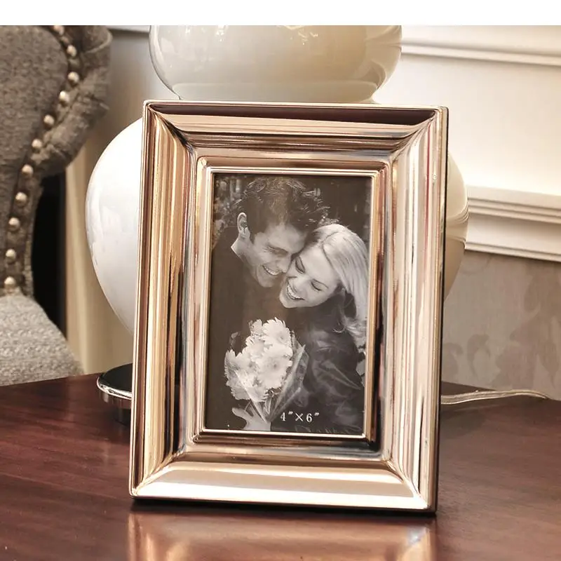 Silvery Metal Photo Frame Nightstand Family Portrait Desk Decor 6/7 Inch Alloy Picture Frames Home Decoration Accessories Modern