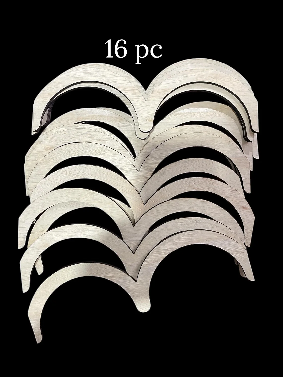 16pcs  Scalloped Trim Wood Wall Border, Wave Shape Accent Divider