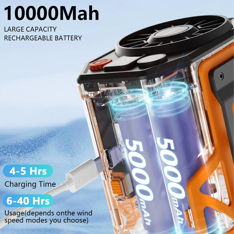 

Портативный поясной вентилятор, персональный 10-скоростной вентилятор с зажимом для охлаждения, носимый кондиционер для прохладного тела, устройство для выдувания холода, перезаряжаемый