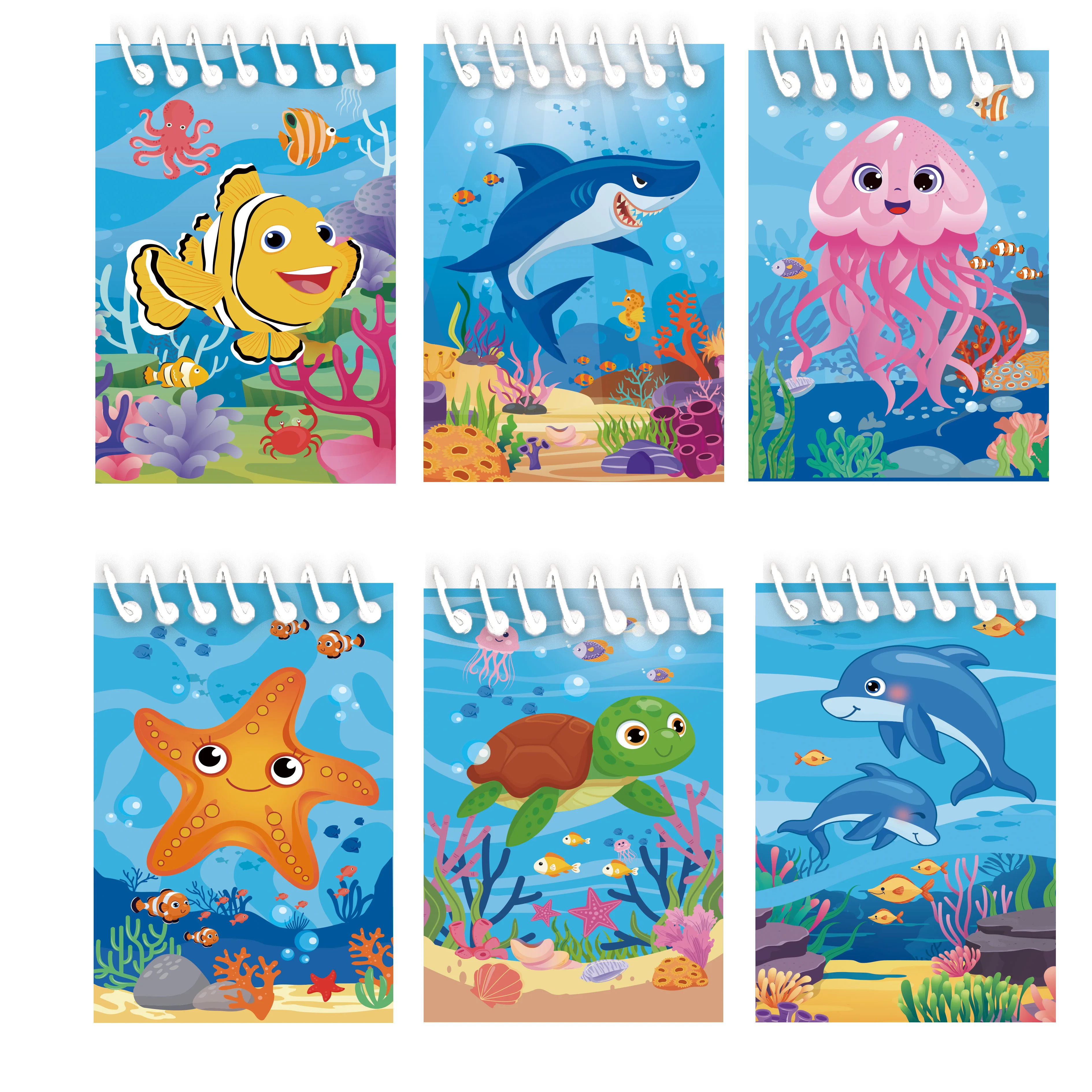 6 PCS Mini Notepad Sea Animal Mini Notebook Undersea Notebook Small Spiral Notebook for Kids Classroom Office Reward Undersea Bi