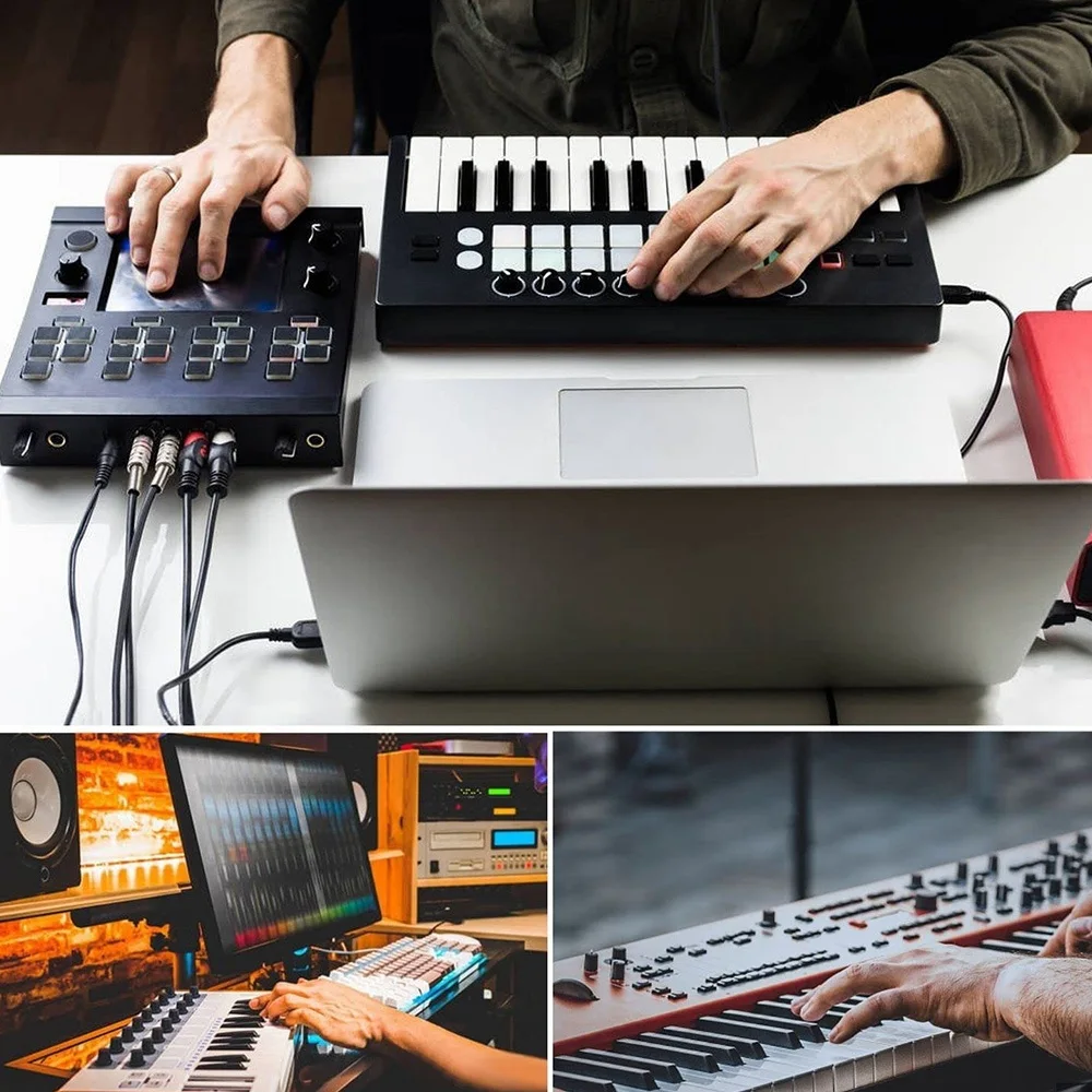 Cable convertidor USB MIDI, interfaz USB a cable MIDI de entrada y salida, funciona para PC, portátil, teclado de piano en estudio de música, 6,5 pies