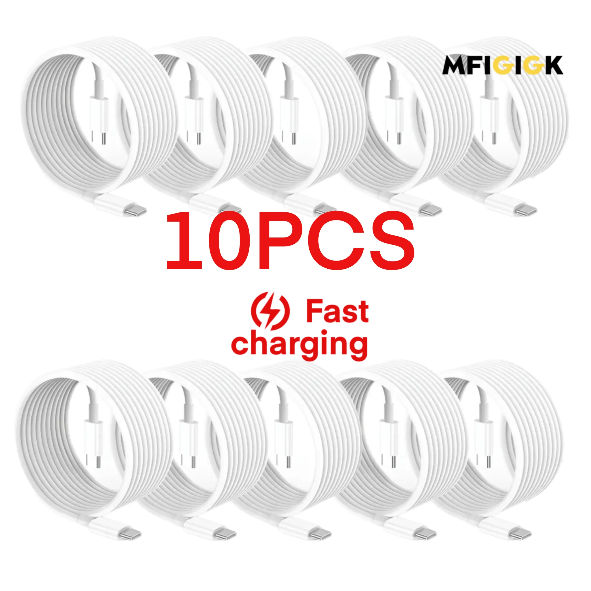MFIGlGK 10x Lot 60WType C to Type-C Cable PD Fast Charger For Samsung IPhone 15 Premium Charging Cable Set - Fast Charging Up6A