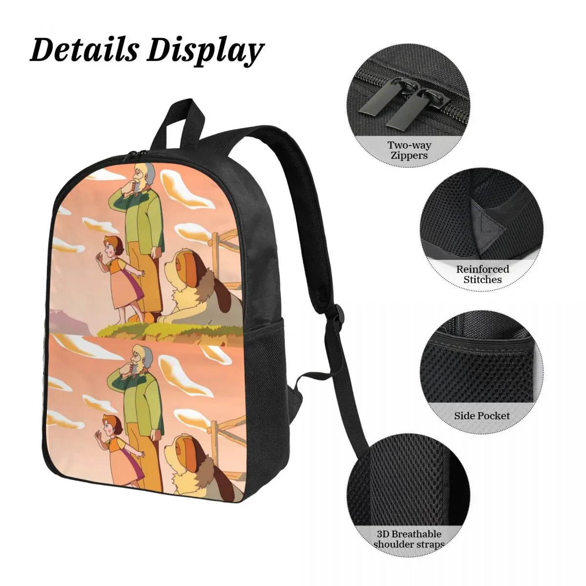 Heidi Backpack Student Boys Girls BookBag School Bag Computer Shoulder Bags 3ps Insulated Lunch Bag Pencil Case