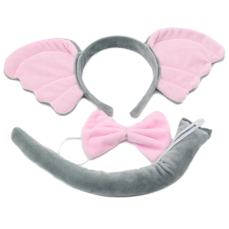 

3Pcs Kids Plush Animal Ears Costume Hairband with Tail for Photo Shooting and Festival Makeup Halloween Christmas Birthday Props