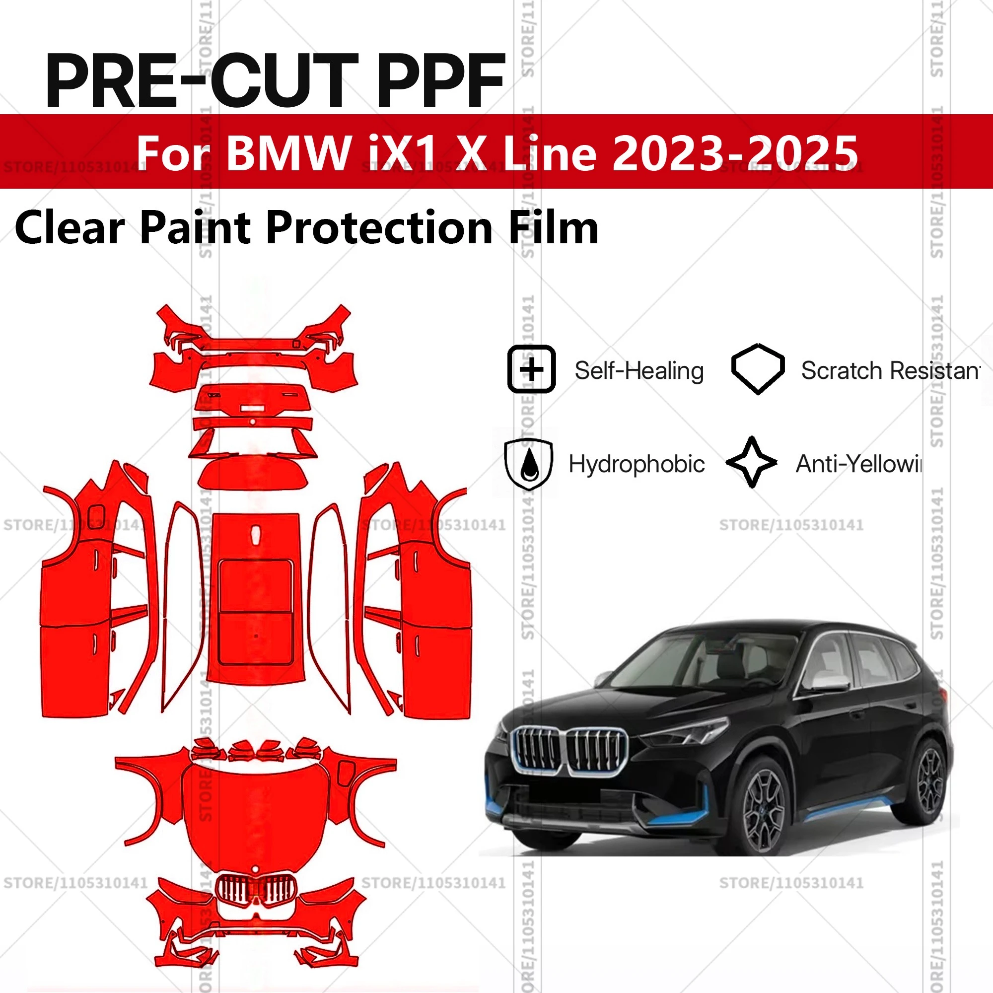 

For BMW iX1 X Line 2023-2025 Pre-Cut Paint Protection Film PPF Transparent Car Film Automotive PPF Full Vehicle