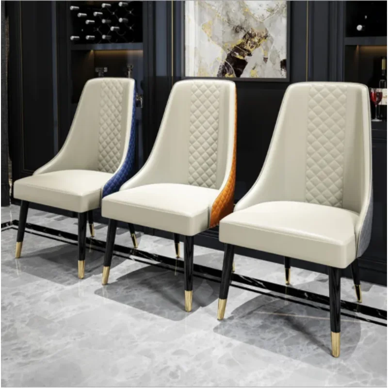 Nordic modern restaurant furniture solid wood frame thick sponge cushion leather material dining chair restaurant chair