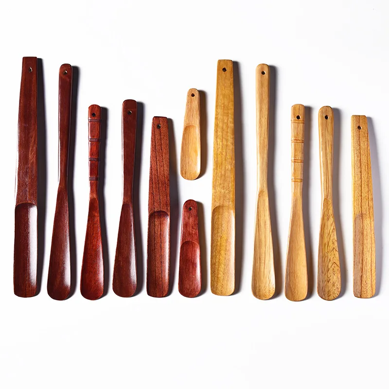 Solid Wood Shoe Horn 16-40cm Short Handle for Elderly Pregnant Women Shoe Spatula Home Hotel Comfortable Slip-On Spoon-Shaped