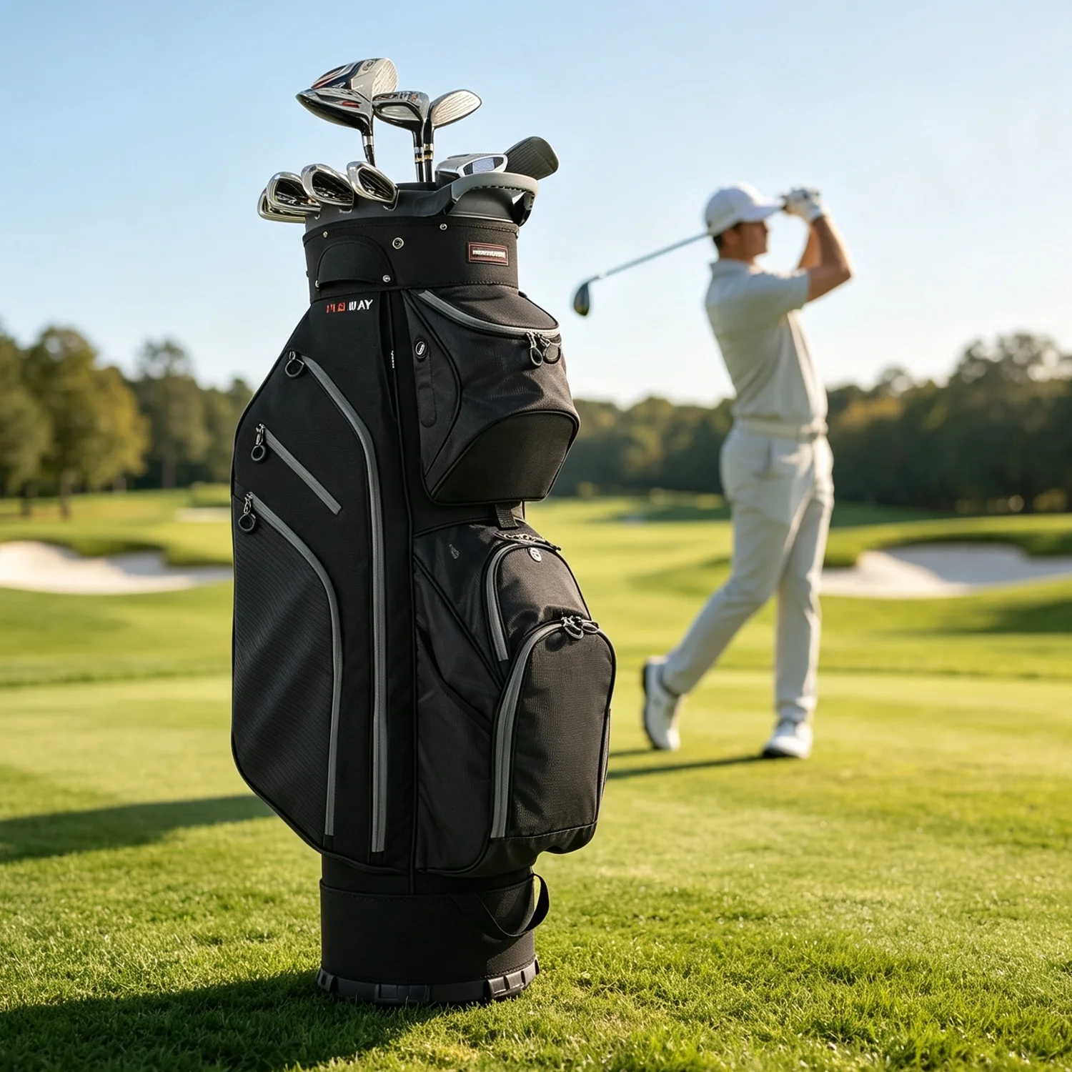 14-Way Full Length Divider Golf Cart Bag, Multi-Functional Top Cuff with Cart Strap Pass-Through, Multiple Storage Pockets, Wate