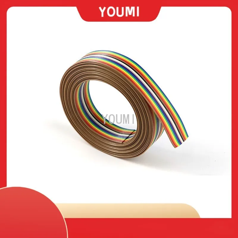 1Meter 10P/12P/14P/16P/20P/26P/34P/40P/50P 1.27mm PITCH Color Flat Ribbon Cable Rainbow DuPont Wire for FC Dupont Connector