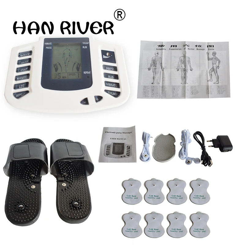 

JR-309 Electrical Stimulator Full Body Relax Muscle Massager Pulse Tens Acupuncture Therapy Slipper+8 Electrode Pads
