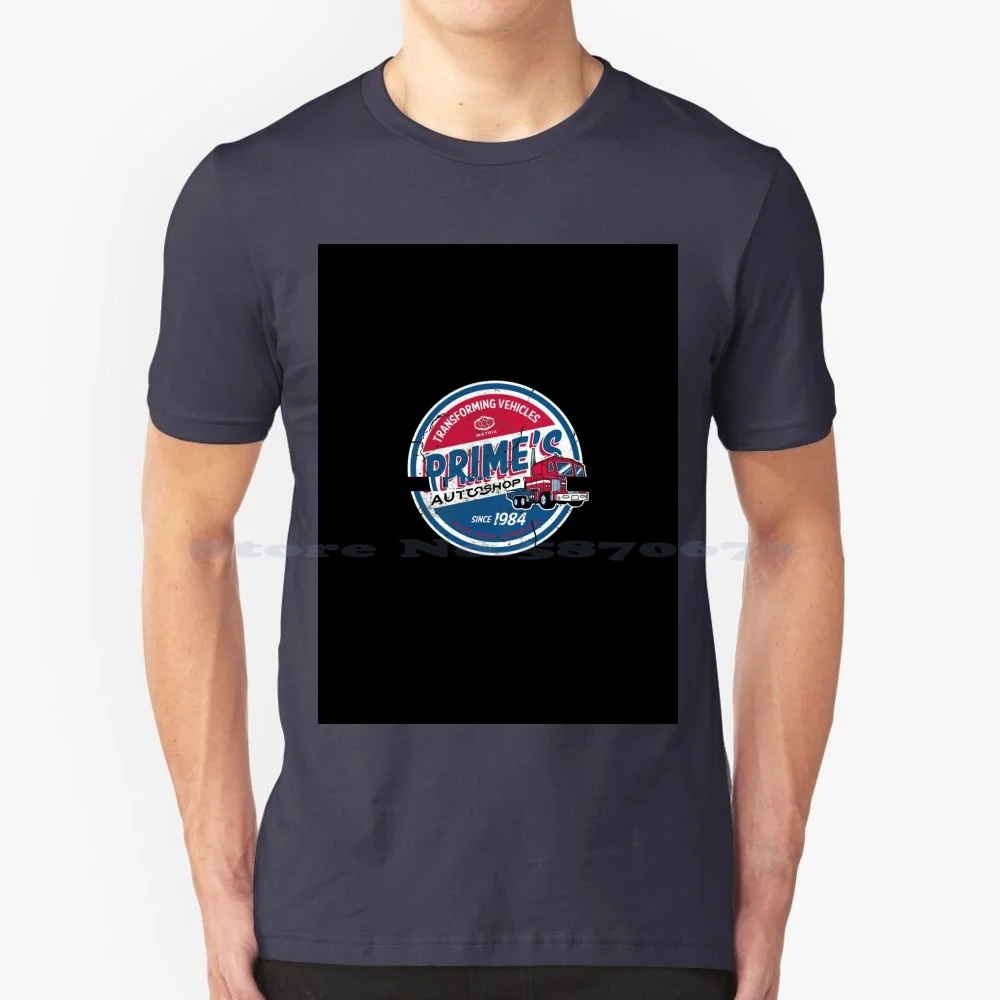 Prime’s Autoshop T Shirt 100% Cotton Tee Prime Autoshop Autobots Garage Gasoline