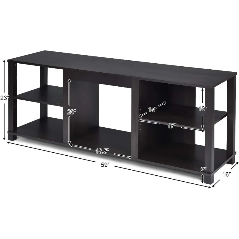 حامل تلفزيون Tangkula مكون من طبقتين، مراكز ترفيهية حديثة مع أرفف قابلة للتعديل، مناسبة للمدفأة الكهربائية مقاس 18 بوصة (غير متضمنة)