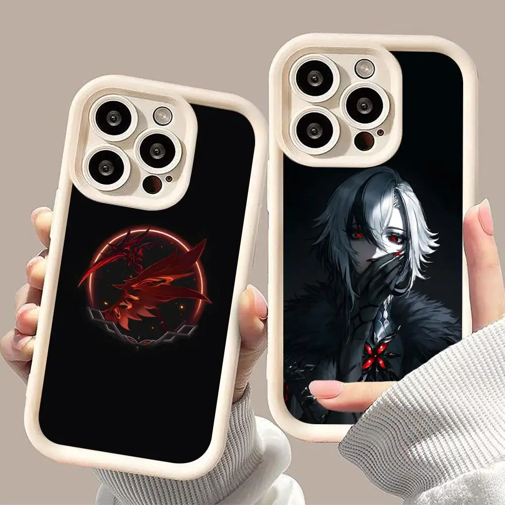 

Game GI Arlecchino Phone Case for iPhone 17 16 15 14 13 12 11 Air Pro Max Plus White Soft TPU Shockproof Cover