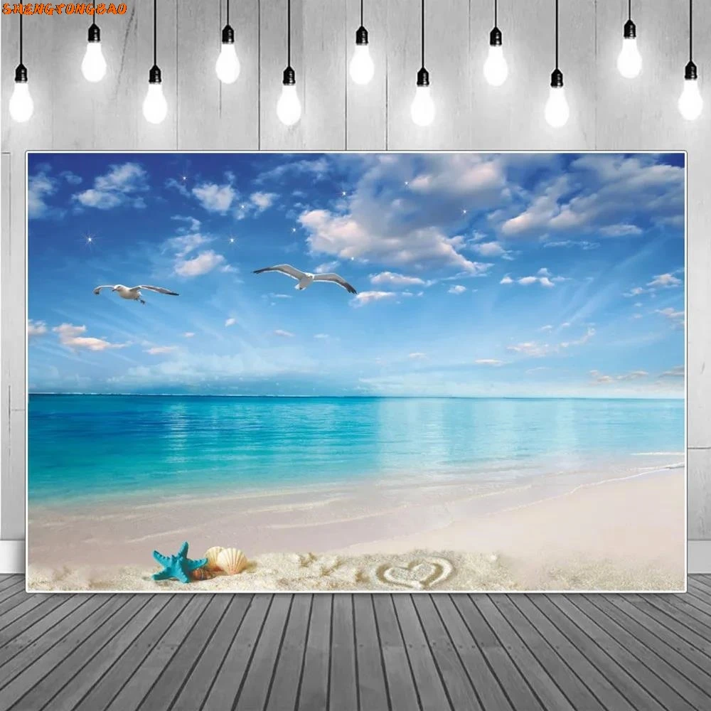 شاطئ البحر الاستوائية خلفيات للتصوير الفوتوغرافي عطلة الصيف المحيط المشهد خلفية مخصصة حفلة التصوير الفوتوغرافي ديكور الدعائم