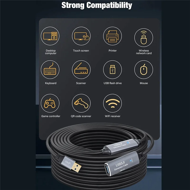 AEE7-USB 3.0 تمديد وصلة كابل موسع مع الداعم USB 3.0 نوع ذكر إلى أنثى للكمبيوتر المحمول الكمبيوتر