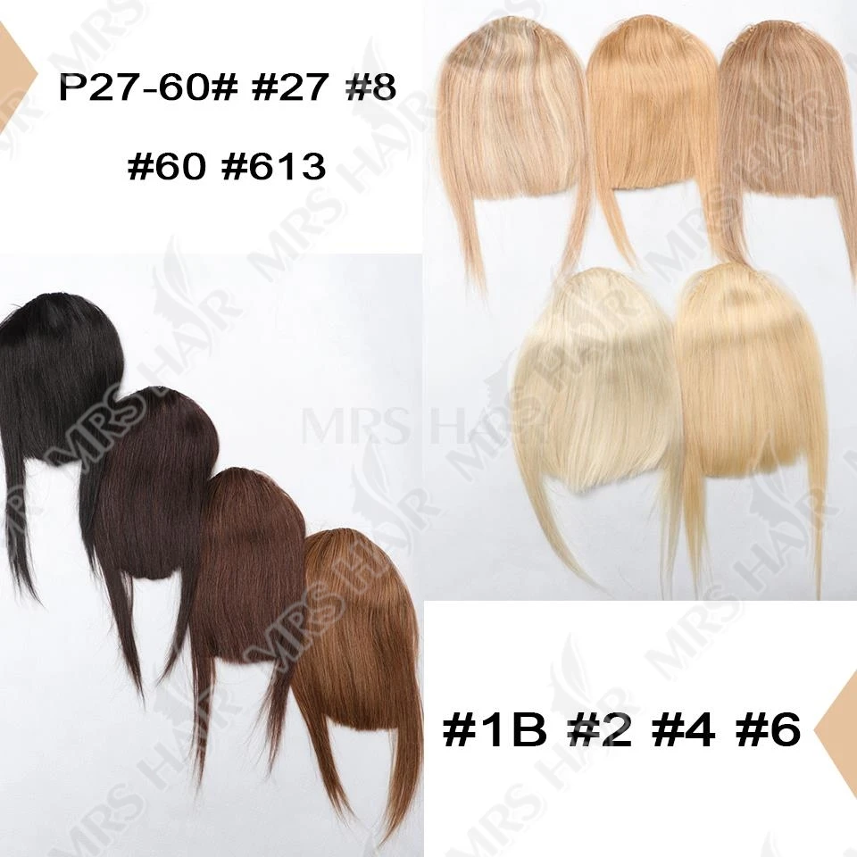 MRSHAIR Frangia per capelli umani Clip nell'estensione dei capelli Naturale 3D Falso Frangia d'aria smussata Pezzi di capelli Non-Remy 3 clip 2.5 "x 4.5" Per spettacoli