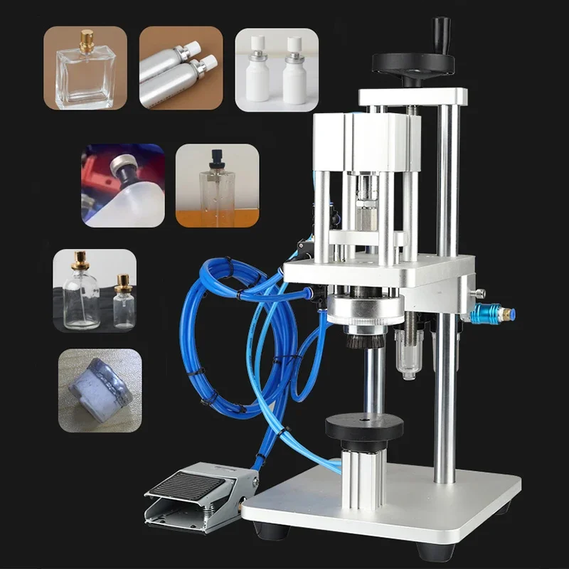 Pneumatic Middle Sleeve Capping Machine Manual Perfume Bottle Sealing Capper Automatic Extreme Speed Cap Rolling High Efficiency