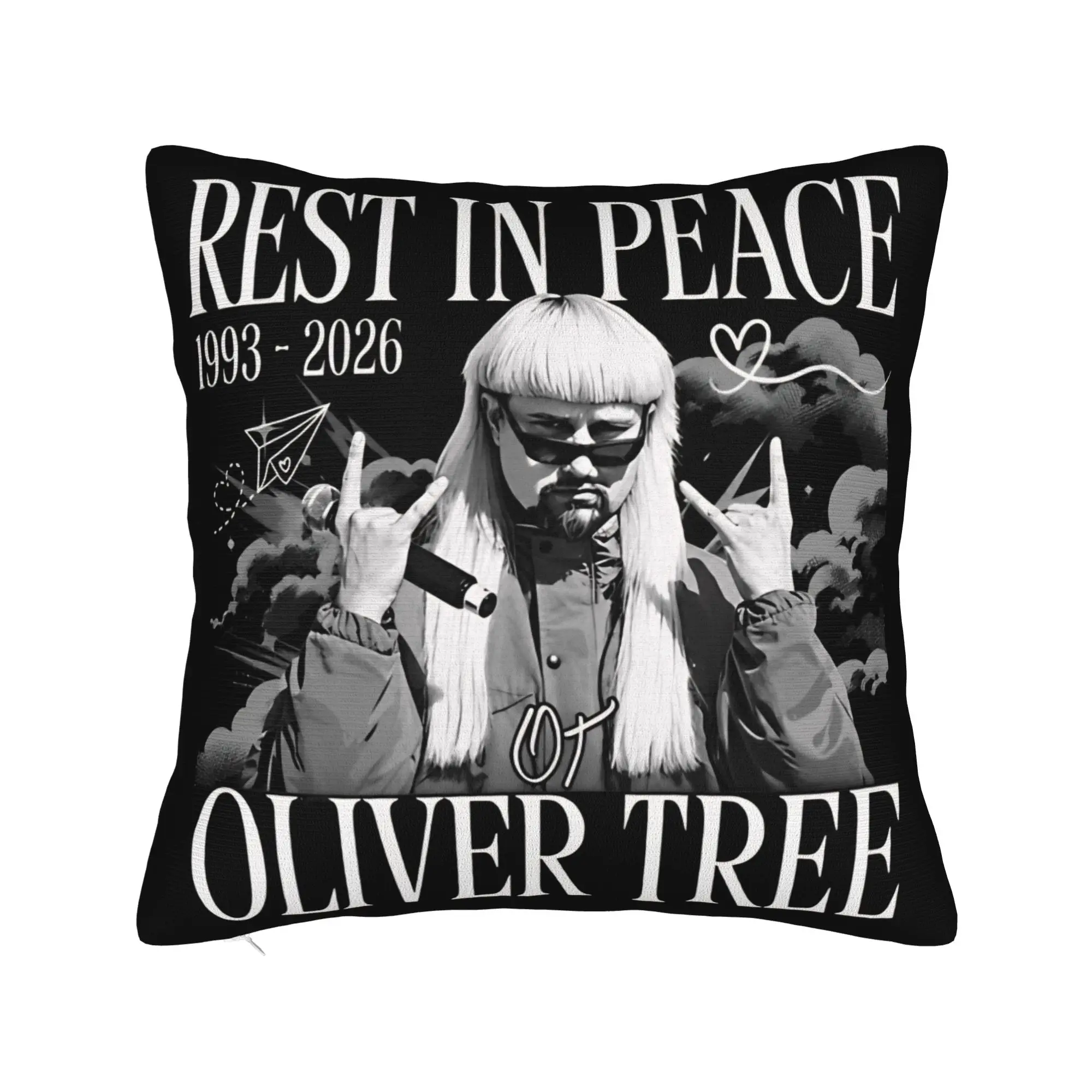 Pillow Cover In loving memory OT Oliver Tree Rest In Peace 1993 to 2026 Memorial  Kawaii Pillow Case For Living Room Pillowcases