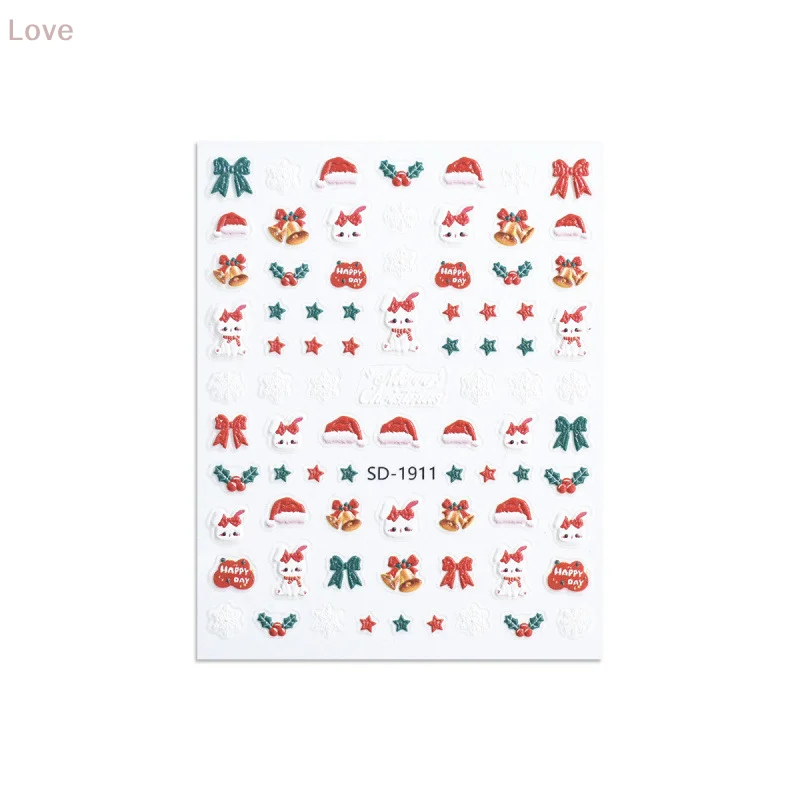 [L & P] ملصقات الأظافر الشارات ندفة الثلج شجرة عيد الميلاد سانتا كلوز ثلج الأيائل Bowknot أنماط الكرتون لعيد الميلاد مسمار الفن