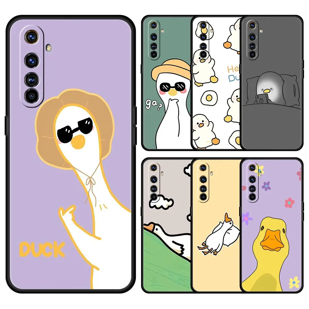 Cute Cartoon Duck For Realme GT Neo 2 3 3T 5 Phone Case For Realme 12 11 5G 10 9 8 5G 7 6 GT5 GT3 GT2 Pro C21 C11 C25 C35 Cover