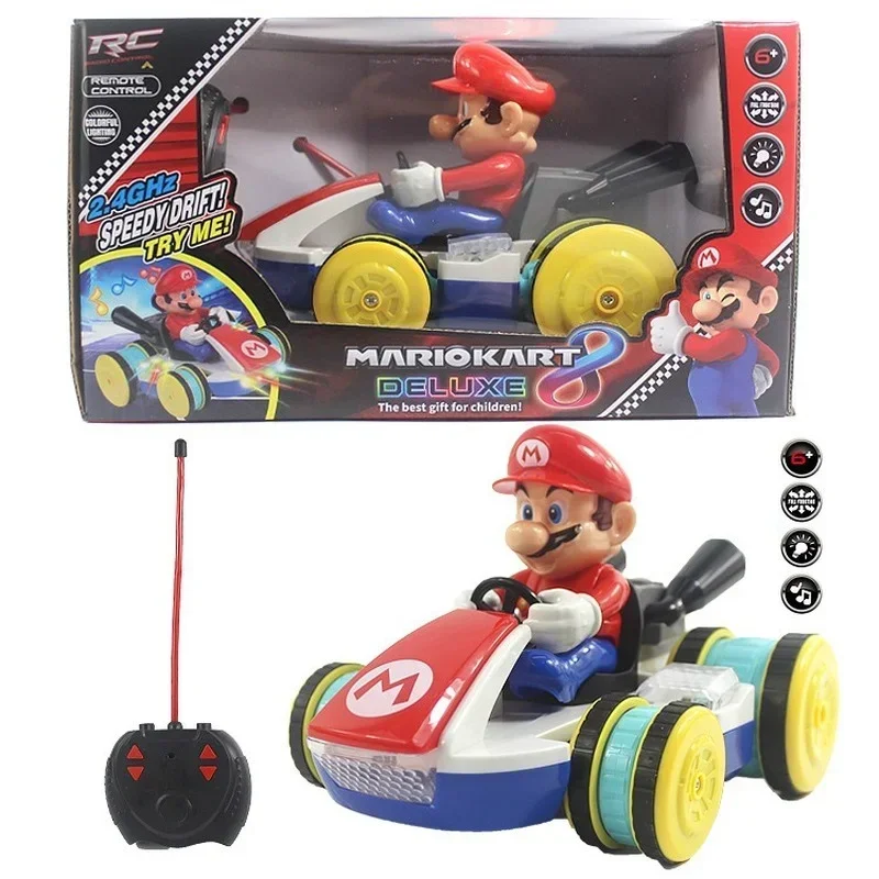 Super Mario Bros Remote Car Action Figures Collectible Model Toys for Children Birthday Christmas Gifts