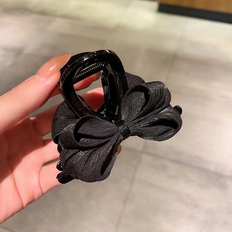 New Fabric Bow Hair Clip for Women Temperament Shark Clip Sweet Hair Accessories Korean Female Hair Claw Clips Girls Headdress