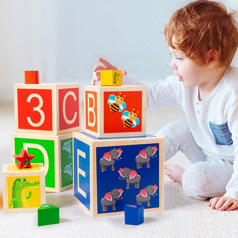

Wooden Multifunctional Rainbow Digital Toy Geometric Shape Matching Box Early Education Puzzle Toy m m