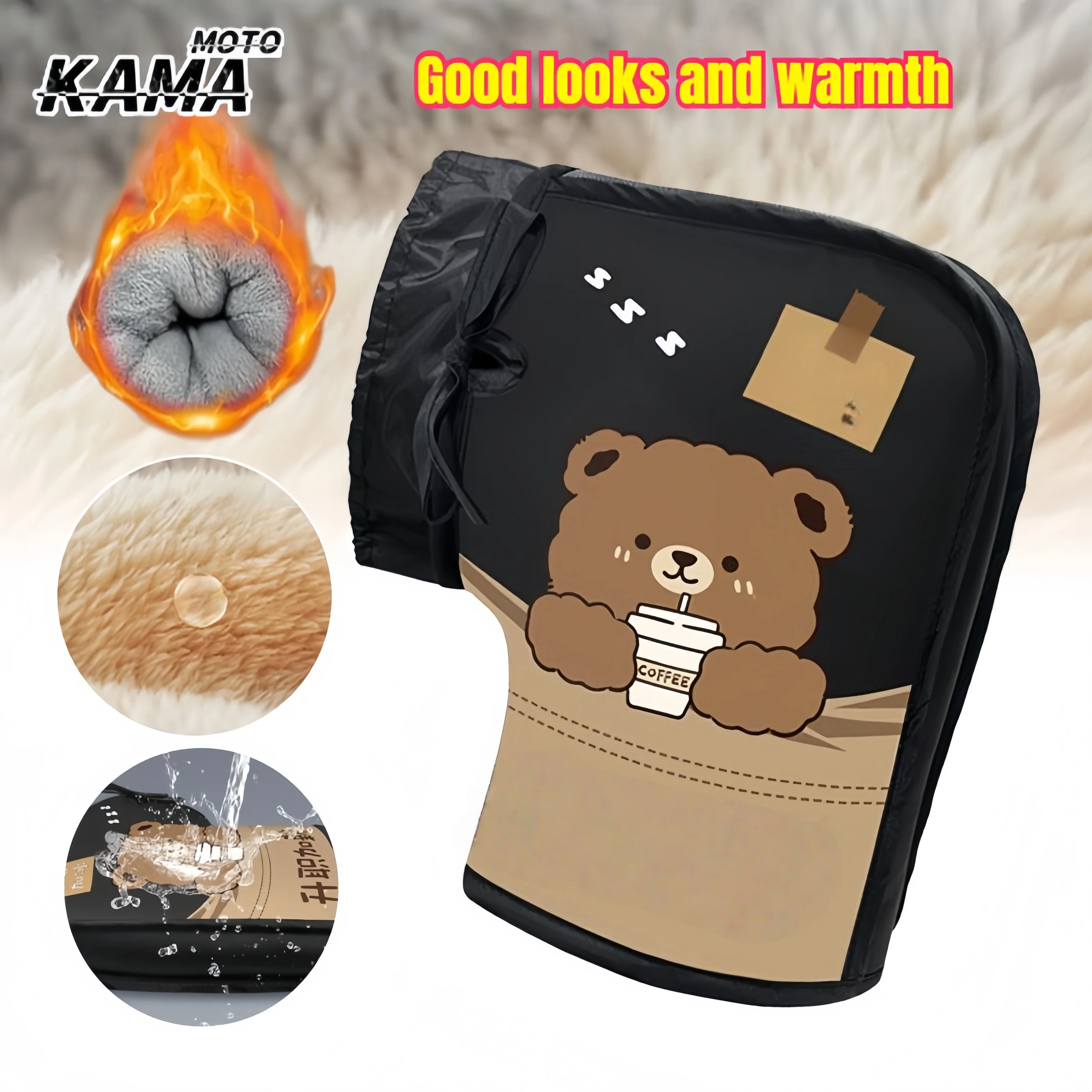 

HOT Universal Riding Handlebar Gloves Winter Warm Windproof Thickened Plush Handlebar Gloves Cartoon Motorcycle Bicycle Gloves