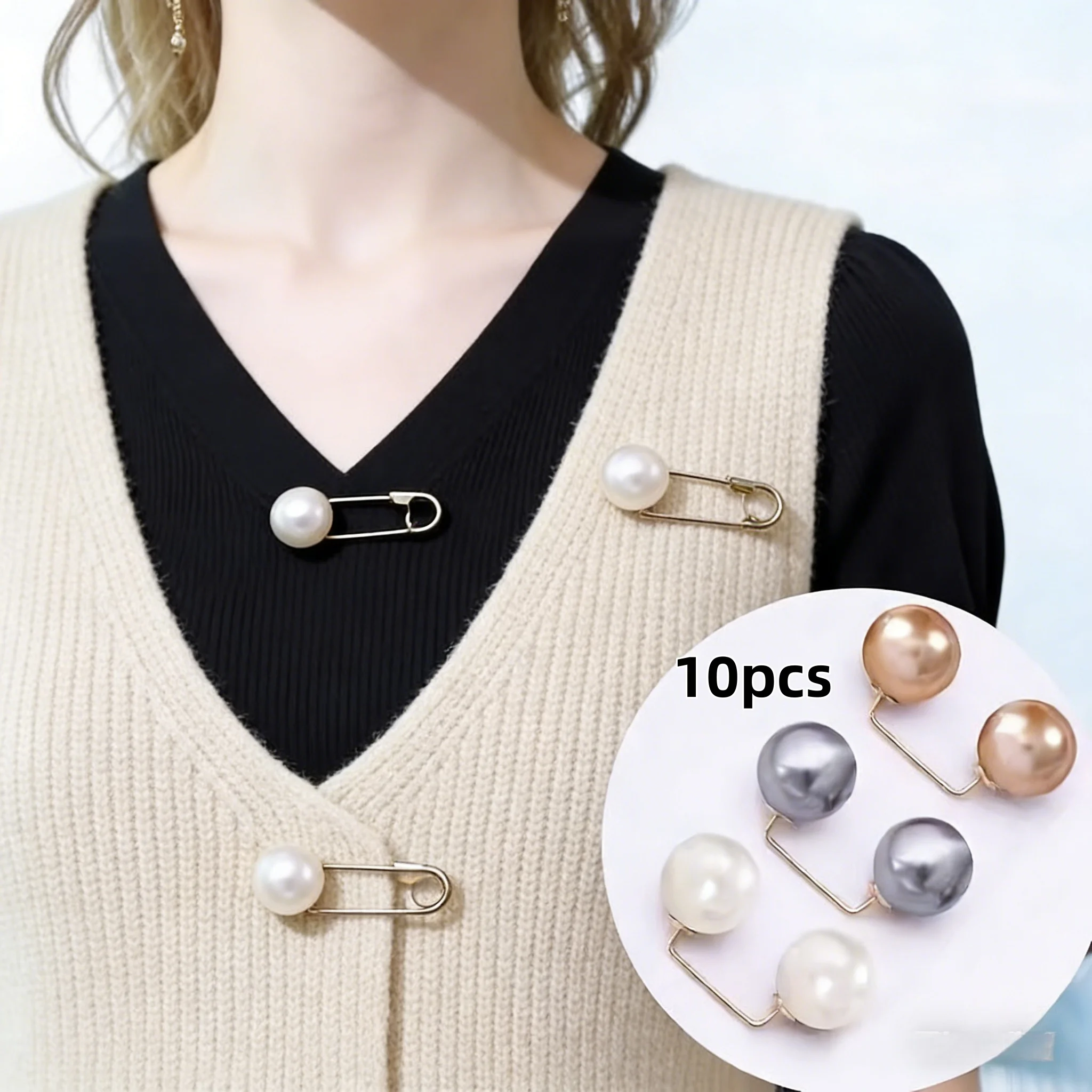 10-Pack Elegant Mixed-Color Brooches: Classic Versatile Pins for Women’s Blazers, Sweaters, Scarves and Hats