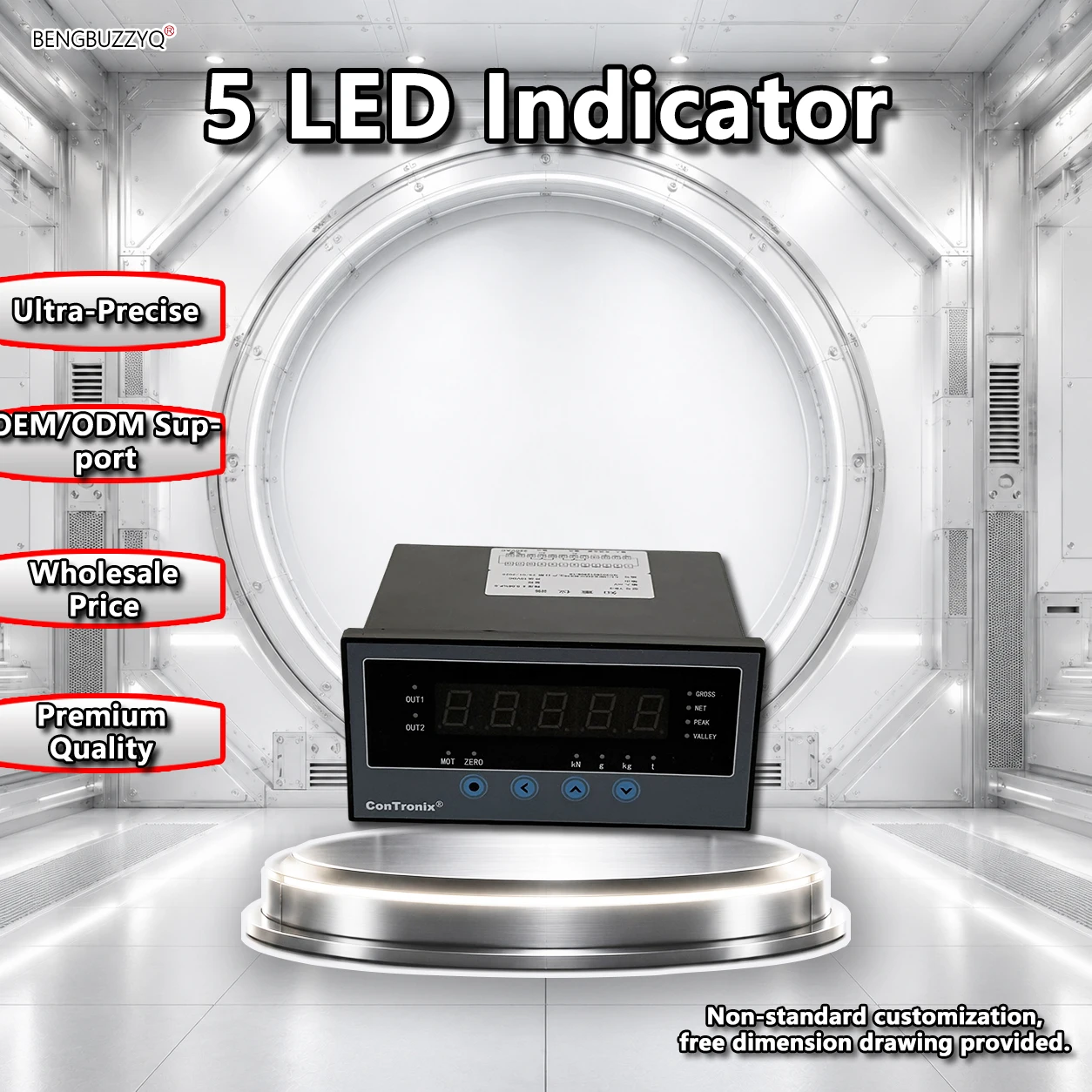 High Precision Digital Weight Indicator for Flat Diaphragm Load Cells 5-Digit LED Display 0.05% Accuracy
