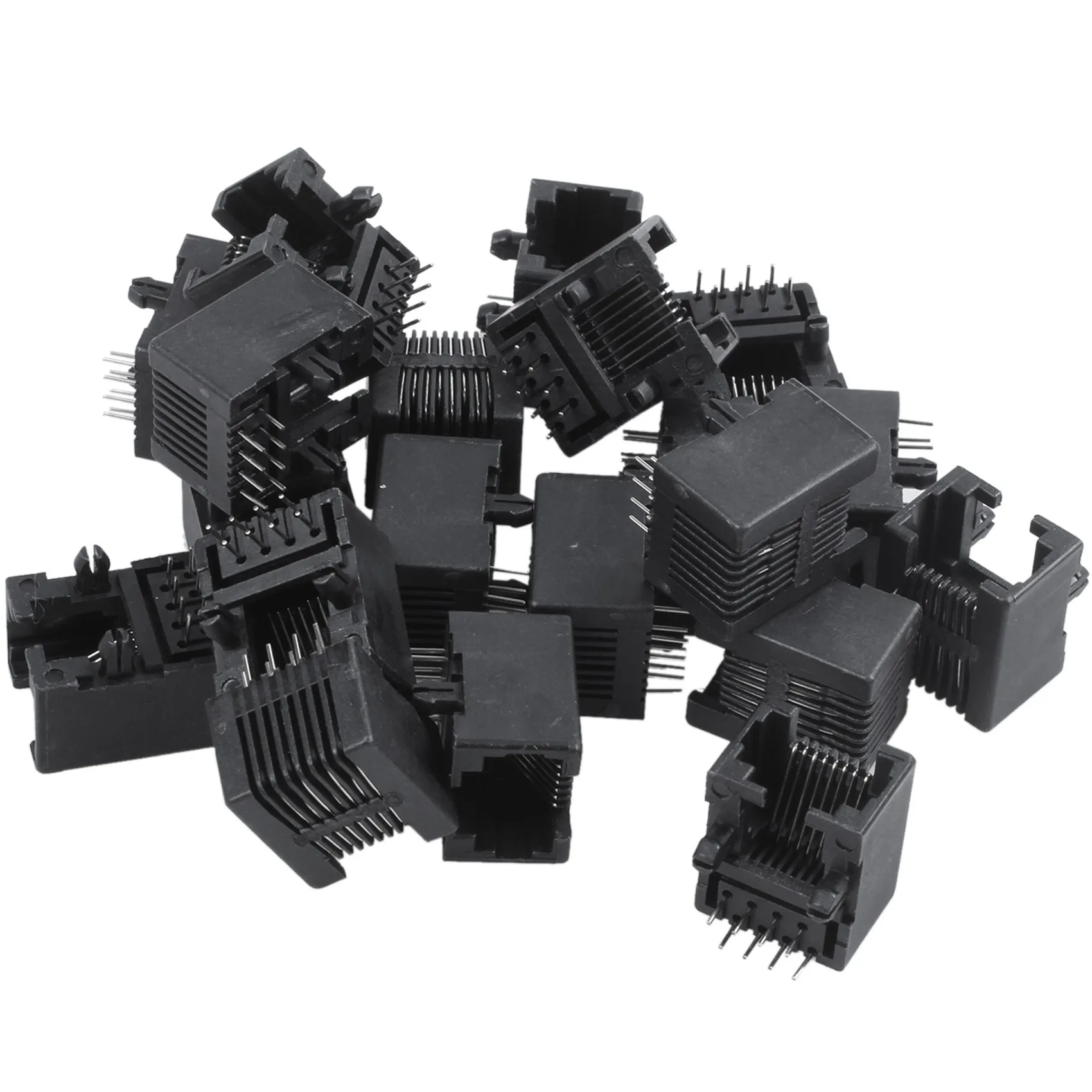 Superior-100Pcs RJ45 8P8C Computer Internet Network PCB Jack Socket Black
