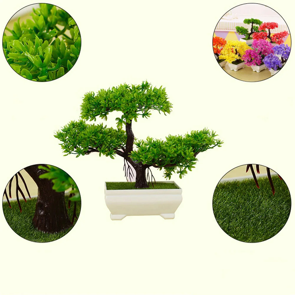 Eye catching Artificial Potted Plant, Plastic GuestGreeting Pine with Pot, Realistic and Vivid Decoration for Home Office Shop