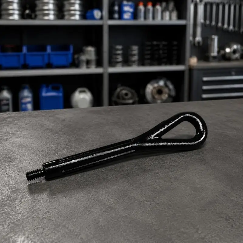 M76E 45# Steel Automotive Towing Eye with Threaded Stem and Looped Opening, Threaded Attachment Point Component for Vehicle