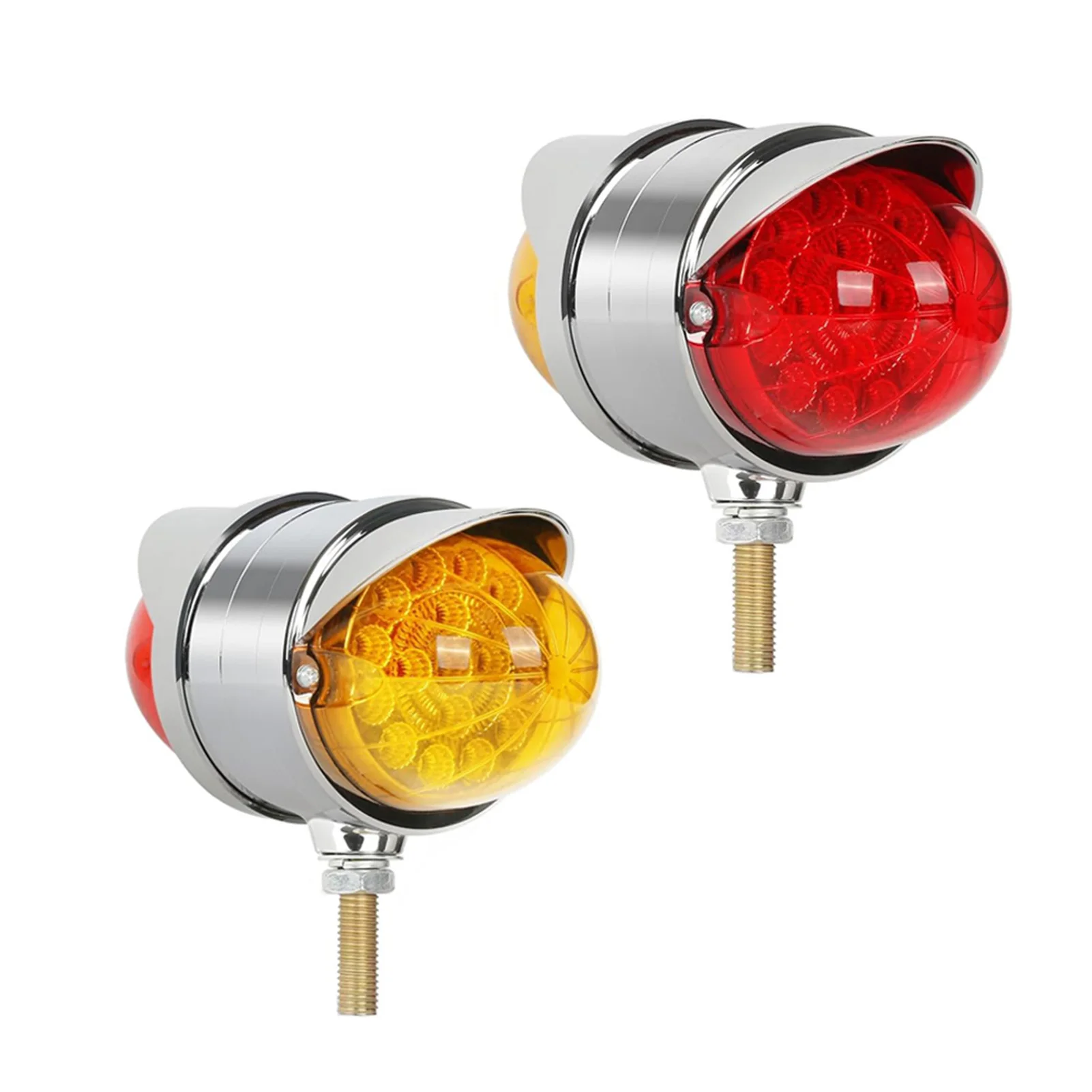 

2PCS Amber/Red Double Face 34 LED Watermelon Turn gnal Lights W/Visor de Marker Double Face