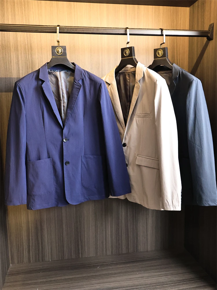 

Мужской повседневный тонкий двухслойный дышащий осенний деловой костюм Cosite против морщин, модный городской хлопок, нейлон, полиэстер