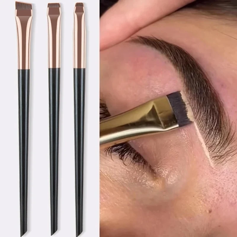 Conjunto de 3 Pincéis para Delineador e Sobrancelha, Pincel Portátil para Maquiagem de Contorno de Olhos e Sobrancelhas, Ferramenta de Maquiagem Atacado 2025