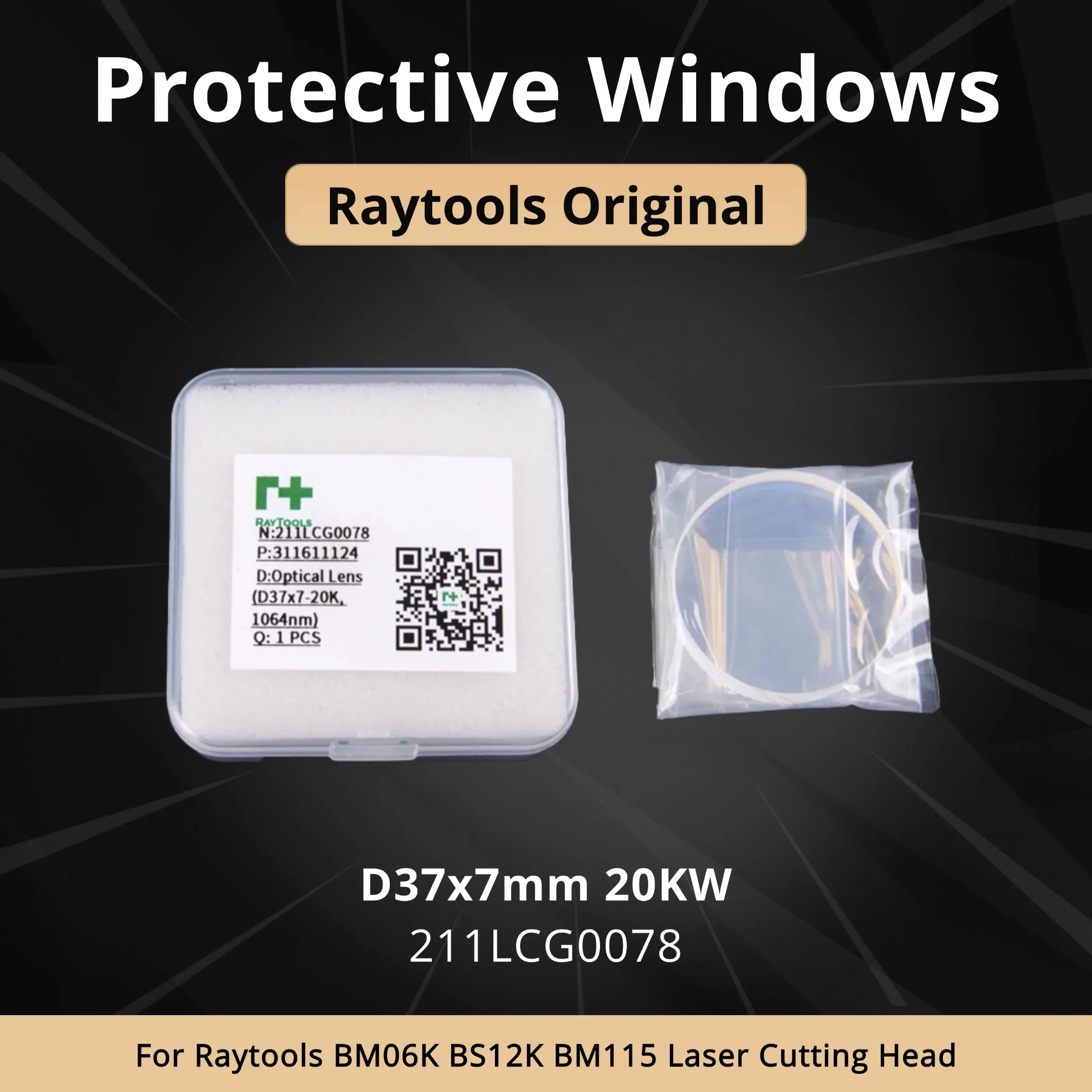 10Pcs/Lot Raytools Original Protective Windows 37X7 20KW 211LCG0078 Optical Lens For Raytools BM06K BS12K BM115 Fiber Laser Head