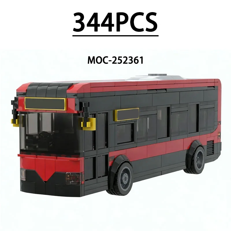 MOC-252361 Building Block City Transportation Bus Single-Level Bus Model 344Pieces Birthday Toy Christmas New Year Gift Ornament