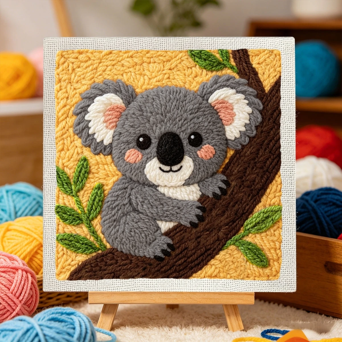 1Set Koala On Branch Diy Embroidery Kit For Beginner Embroide Starter Kit Cross Stitch Art Gift Needlework Craft