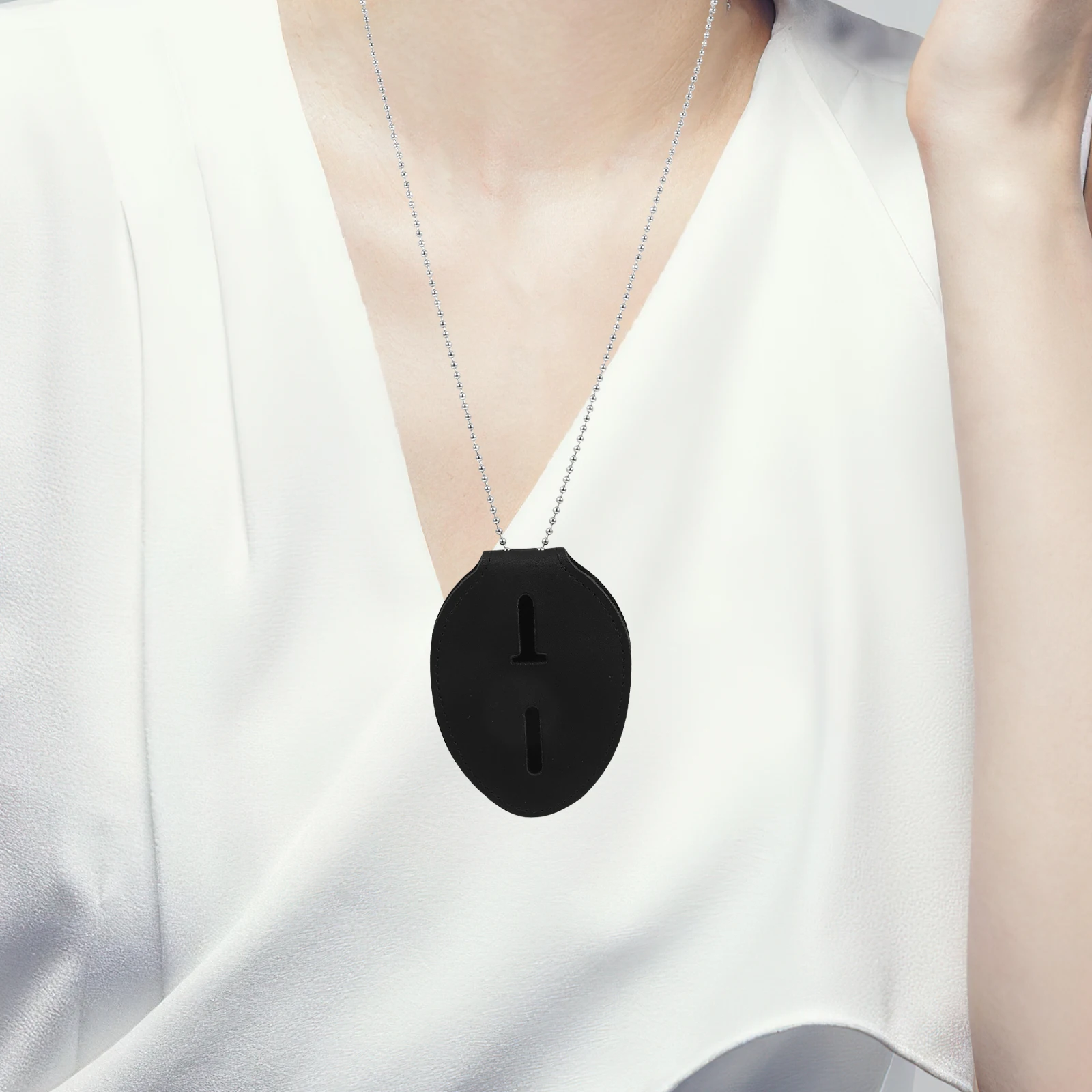 

ID Card Holder Badge Sleeves Protective Holders Key Belt Clip Work Student Cards PU Material Lightweight