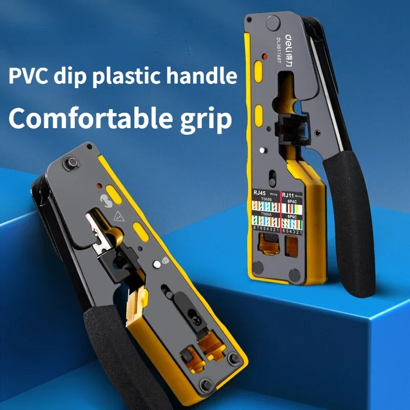 Deli multi-function integrated mini RJ45/11 network tool crimper CAT5/6/7/8 Ethernet rj45/11 cable terminal crimping stripper